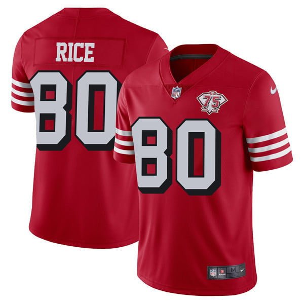 San Francisco 49Ers 75Th Anniversary Throwback Scarlet Jersey – All Stitched SF49_KDZ - KINDOZY