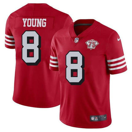 San Francisco 49Ers 75Th Anniversary Throwback Scarlet Jersey – All Stitched SF49_KDZ - KINDOZY