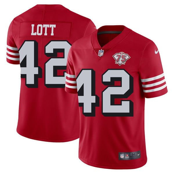 San Francisco 49Ers 75Th Anniversary Throwback Scarlet Jersey – All Stitched SF49_KDZ - KINDOZY