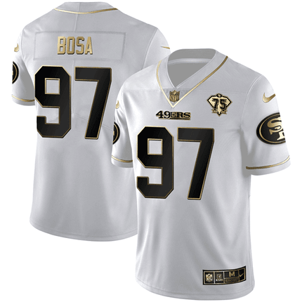 San Francisco 49ers White Gold Vapor Limited Jersey - All Stitched SF49_KDZ - KINDOZY