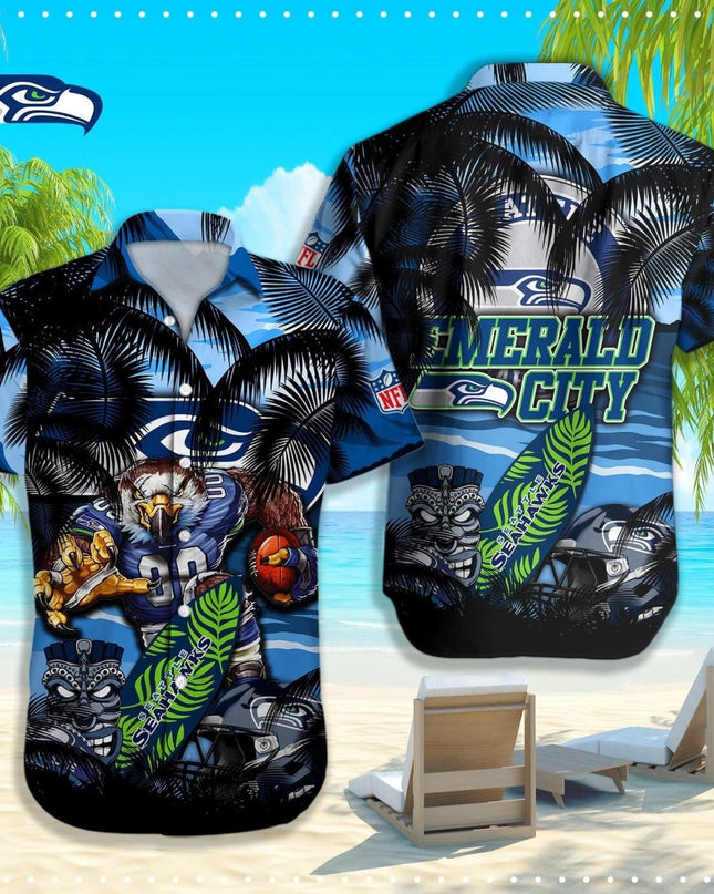Seattle Seahawks NFL - Hawaiian shirt Q - 48184 SEA_KDZ - KINDOZY