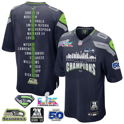 Super Bowl LX Champions Seattle Seahawks Stitched Jersey SEA_KDZ - KINDOZY