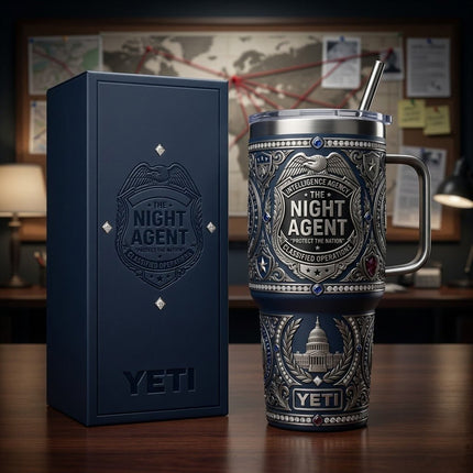 The Night Agent Tumbler with Lid and Handle - KINDOZY