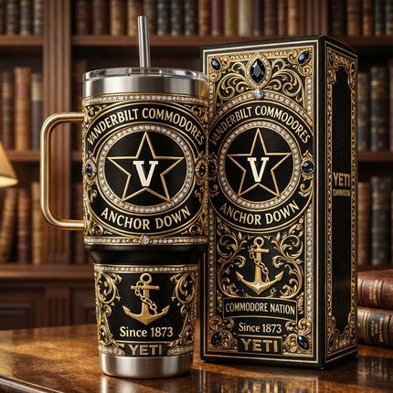 Vanderbilt Commodores 40 oz Tumbler with Lid and Handle - KINDOZY