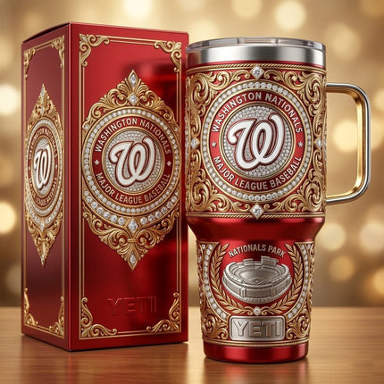 Washington Nationals Tumbler with Lid and Handle - KINDOZY