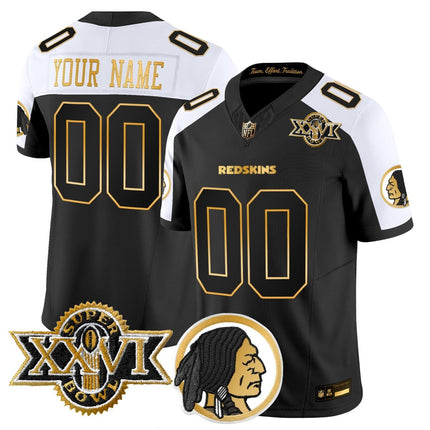 Washington Redskins Throwback 1992 Super Bowl XXVI Patch Gold Vapor Limited Custom Jersey - All Stitched - KINDOZY