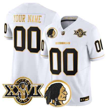 Washington Redskins Throwback 1992 Super Bowl XXVI Patch Gold Vapor Limited Custom Jersey - All Stitched - KINDOZY
