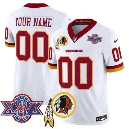 Washington Redskins Throwback 1992 Super Bowl XXVI Patch Vapor Limited Custom Jersey V3 - All Stitched - KINDOZY