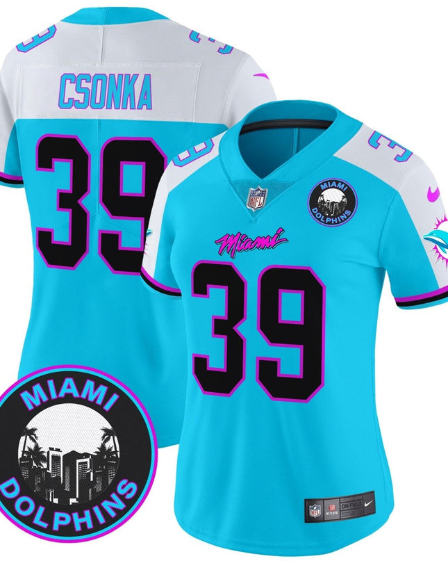 Women's Dolphins Miami Vice Vapor Limited Jersey V3 - All Stitched MIA_KDZ - KINDOZY