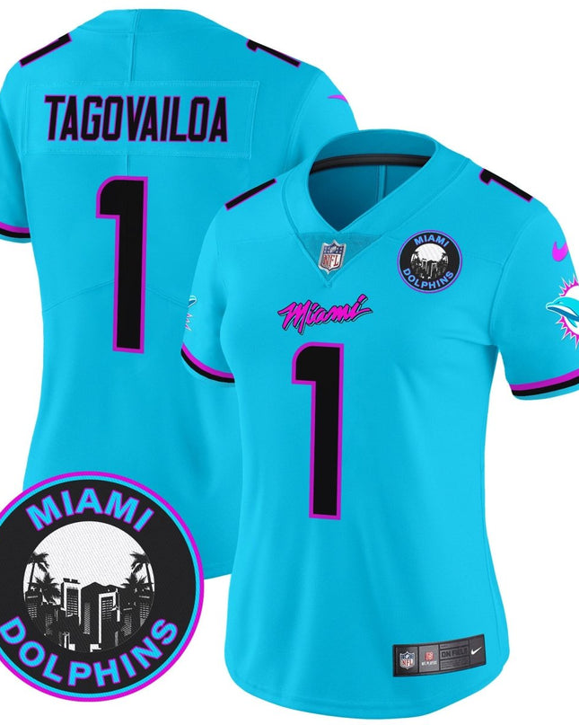 Women's Dolphins Miami Vice Vapor Limited Jersey V3 - All Stitched MIA_KDZ - KINDOZY