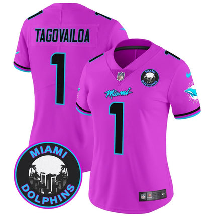 Women's Dolphins Miami Vice Vapor Limited Jersey V3 - All Stitched MIA_KDZ - KINDOZY