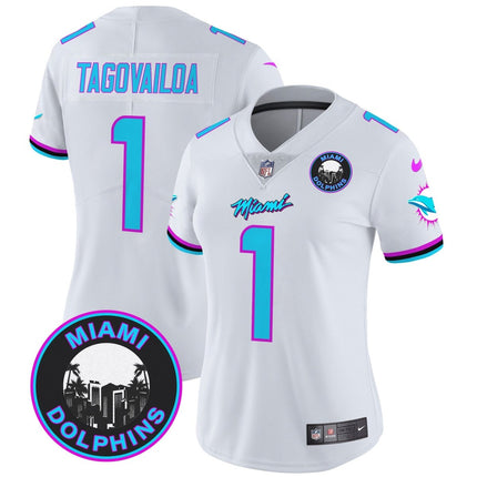 Women's Dolphins Miami Vice Vapor Limited Jersey V3 - All Stitched MIA_KDZ - KINDOZY