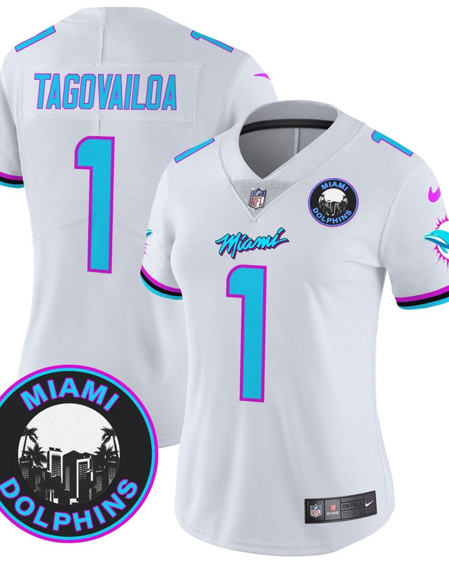 Women's Dolphins Miami Vice Vapor Limited Jersey V3 - All Stitched MIA_KDZ - KINDOZY