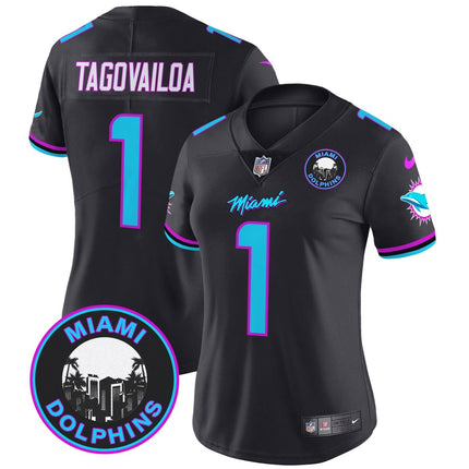 Women's Dolphins Miami Vice Vapor Limited Jersey V3 - All Stitched MIA_KDZ - KINDOZY
