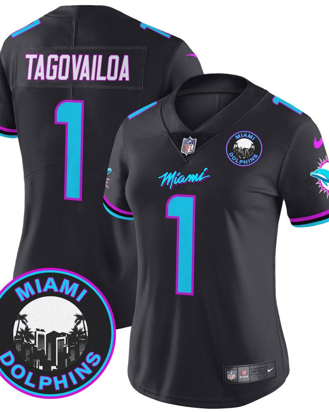 Women's Dolphins Miami Vice Vapor Limited Jersey V3 - All Stitched MIA_KDZ - KINDOZY