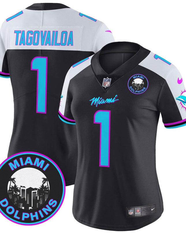Women's Dolphins Miami Vice Vapor Limited Jersey V3 - All Stitched MIA_KDZ - KINDOZY