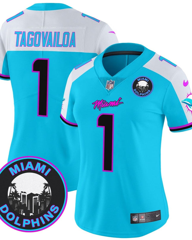 Women's Dolphins Miami Vice Vapor Limited Jersey V3 - All Stitched MIA_KDZ - KINDOZY