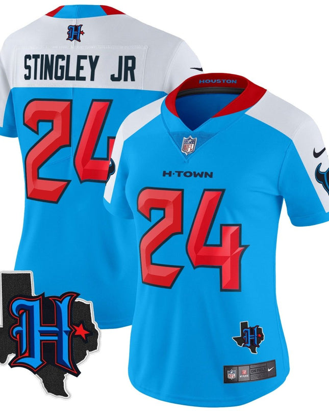Women's Houston Texans 2024 Texas Patch Vapor Limited Jersey V2 - All Stitched HOUTEX_KDZ - KINDOZY