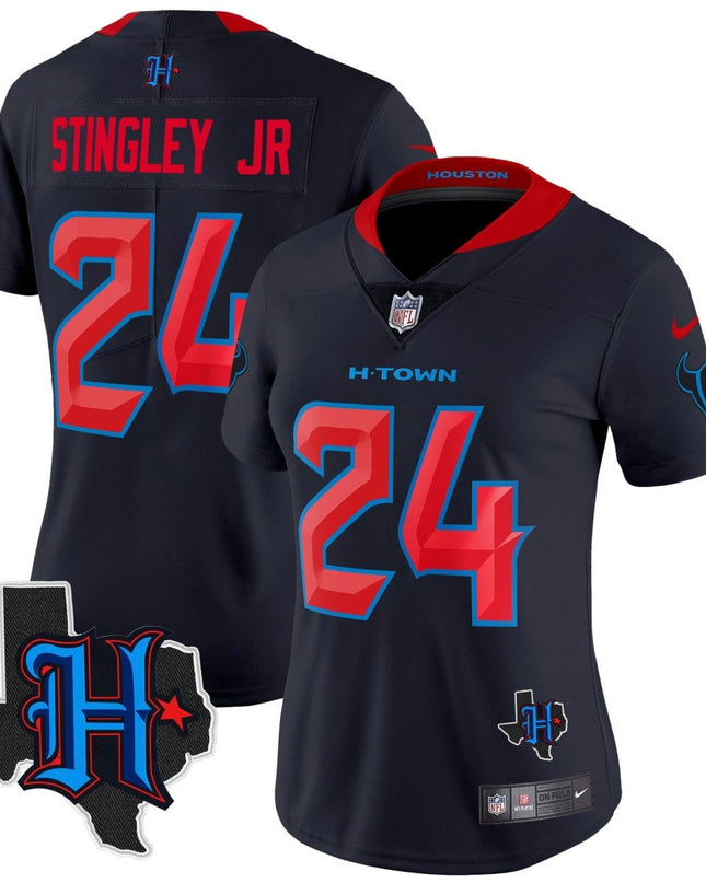 Women's Houston Texans 2024 Texas Patch Vapor Limited Jersey V2 - All Stitched HOUTEX_KDZ - KINDOZY