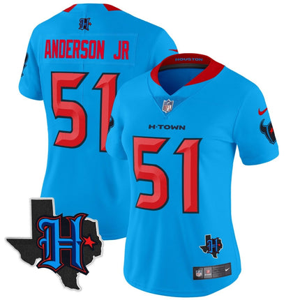 Women's Houston Texans 2024 Texas Patch Vapor Limited Jersey V2 - All Stitched HOUTEX_KDZ - KINDOZY