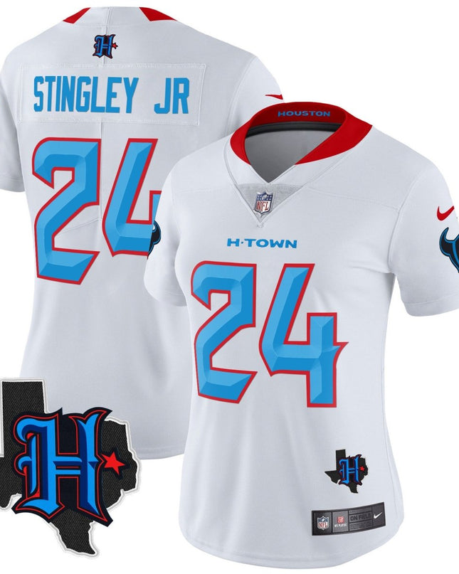 Women's Houston Texans 2024 Texas Patch Vapor Limited Jersey V2 - All Stitched HOUTEX_KDZ - KINDOZY