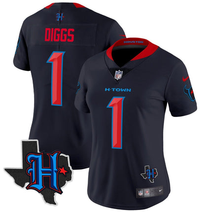 Women's Houston Texans 2024 Texas Patch Vapor Limited Jersey V2 - All Stitched HOUTEX_KDZ - KINDOZY