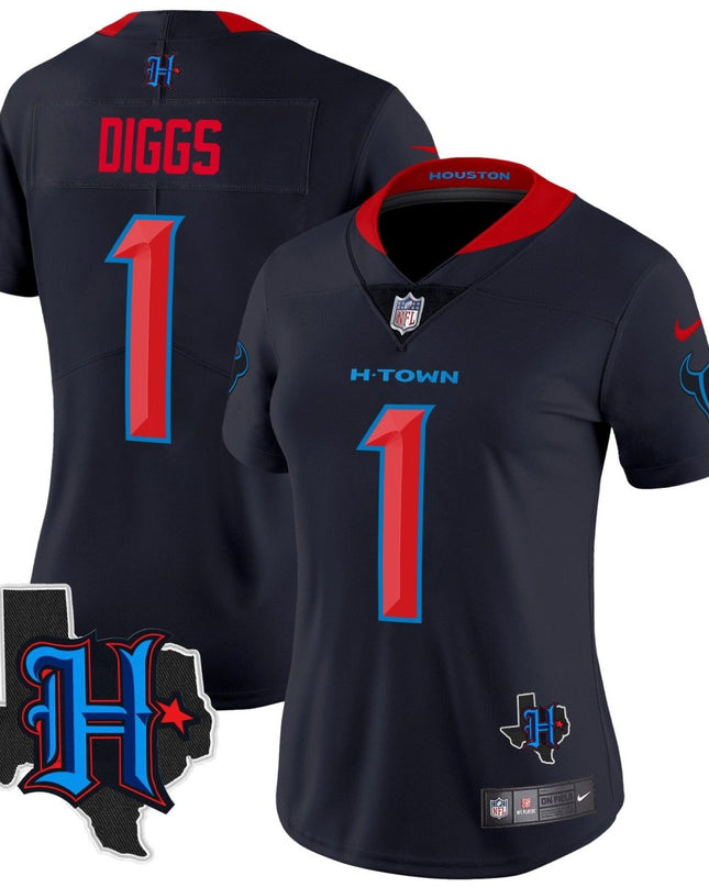 Women's Houston Texans 2024 Texas Patch Vapor Limited Jersey V2 - All Stitched HOUTEX_KDZ - KINDOZY