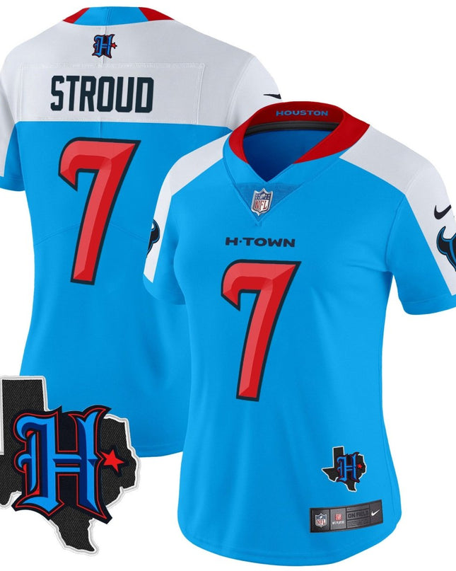 Women's Houston Texans 2024 Texas Patch Vapor Limited Jersey V2 - All Stitched HOUTEX_KDZ - KINDOZY