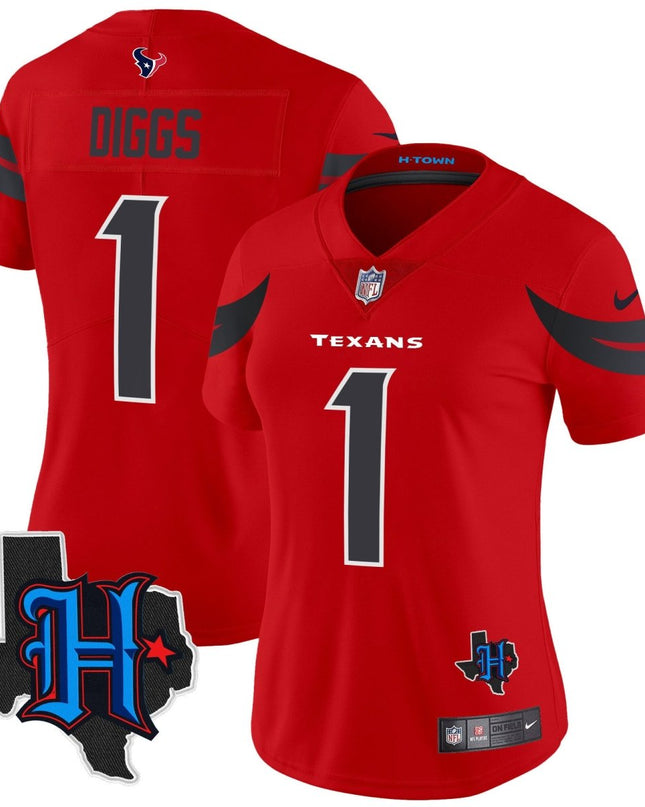 Women's Houston Texans 2024 Texas Patch Vapor Limited Jersey V2 - All Stitched HOUTEX_KDZ - KINDOZY