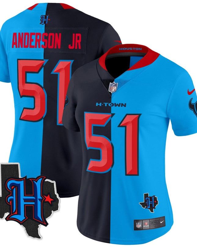 Women's Houston Texans 2024 Texas Patch Vapor Limited Jersey V2 - All Stitched HOUTEX_KDZ - KINDOZY