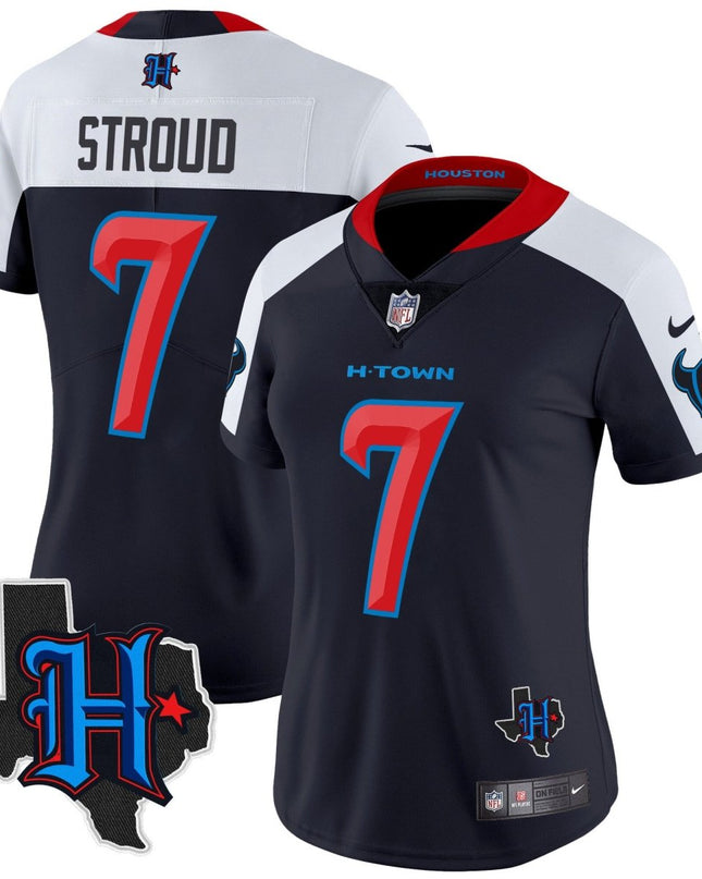 Women's Houston Texans 2024 Texas Patch Vapor Limited Jersey V2 - All Stitched HOUTEX_KDZ - KINDOZY
