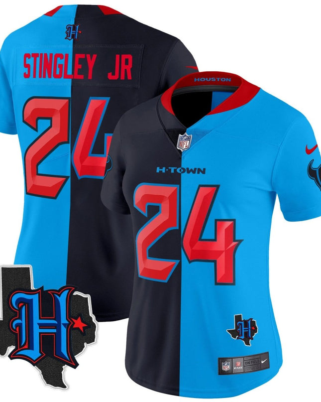 Women's Houston Texans 2024 Texas Patch Vapor Limited Jersey V2 - All Stitched HOUTEX_KDZ - KINDOZY