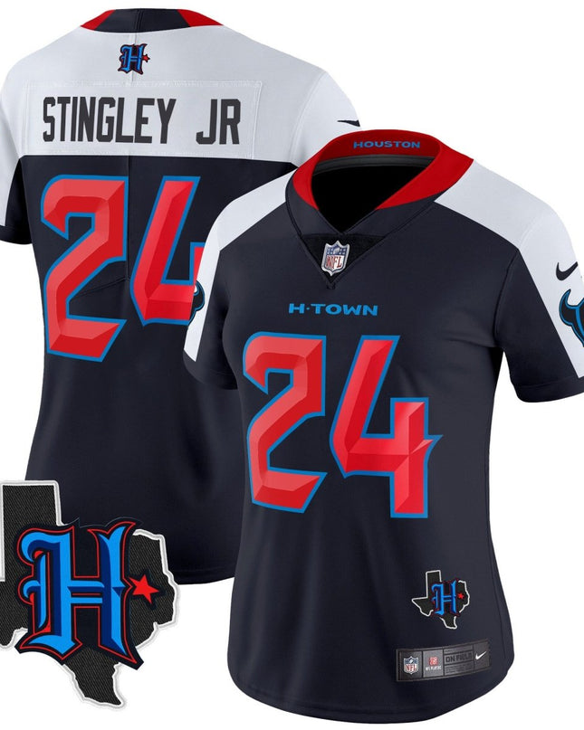 Women's Houston Texans 2024 Texas Patch Vapor Limited Jersey V2 - All Stitched HOUTEX_KDZ - KINDOZY