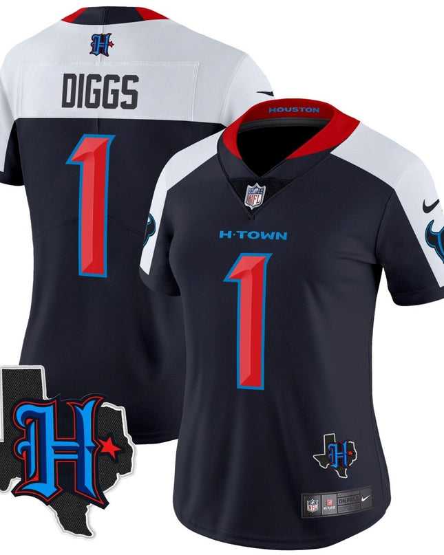 Women's Houston Texans 2024 Texas Patch Vapor Limited Jersey V2 - All Stitched HOUTEX_KDZ - KINDOZY
