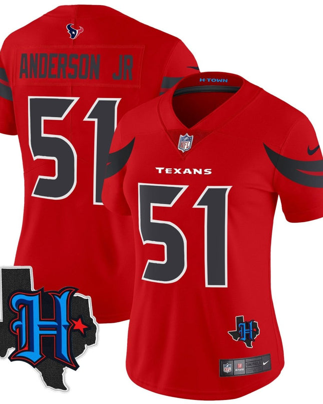 Women's Houston Texans 2024 Texas Patch Vapor Limited Jersey V2 - All Stitched HOUTEX_KDZ - KINDOZY