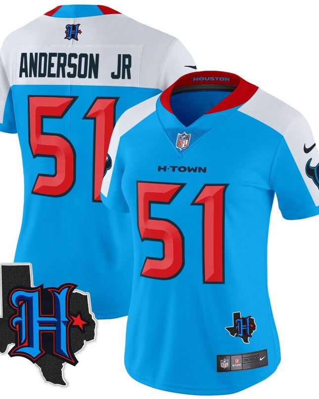 Women's Houston Texans 2024 Texas Patch Vapor Limited Jersey V2 - All Stitched HOUTEX_KDZ - KINDOZY