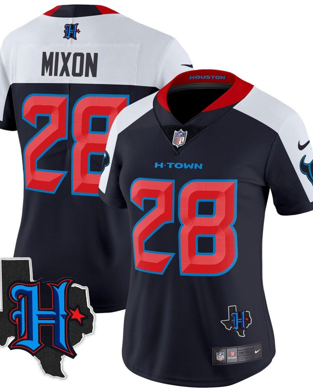 Women's Houston Texans 2024 Texas Patch Vapor Limited Jersey V2 - All Stitched HOUTEX_KDZ - KINDOZY
