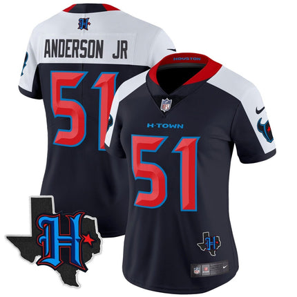 Women's Houston Texans 2024 Texas Patch Vapor Limited Jersey V2 - All Stitched HOUTEX_KDZ - KINDOZY
