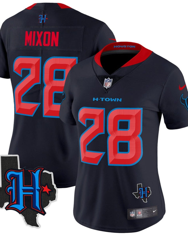 Women's Houston Texans 2024 Texas Patch Vapor Limited Jersey V2 - All Stitched HOUTEX_KDZ - KINDOZY