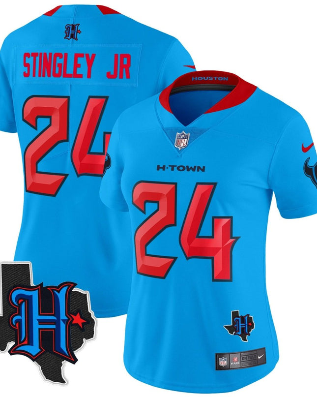 Women's Houston Texans 2024 Texas Patch Vapor Limited Jersey V2 - All Stitched HOUTEX_KDZ - KINDOZY