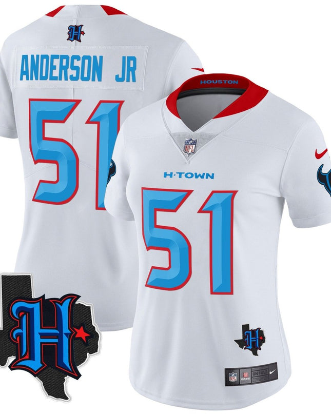 Women's Houston Texans 2024 Texas Patch Vapor Limited Jersey V2 - All Stitched HOUTEX_KDZ - KINDOZY