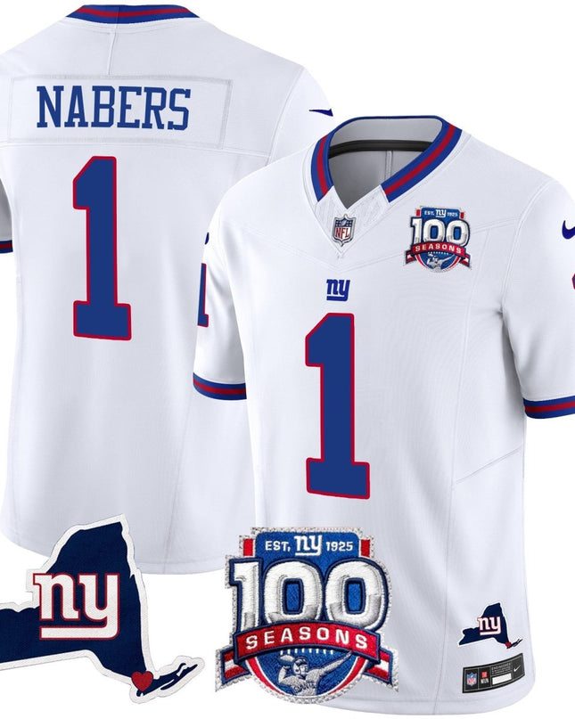 Women's New York Giants 100th Season & State Patch Vapor Limited Jersey - All Stitched NYG_KDZ - KINDOZY