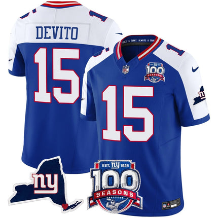 Women's New York Giants 100th Season & State Patch Vapor Limited Jersey - All Stitched NYG_KDZ - KINDOZY