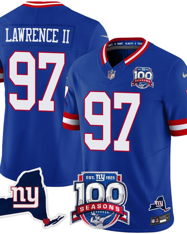 Women's New York Giants 100th Season & State Patch Vapor Limited Jersey - All Stitched NYG_KDZ - KINDOZY