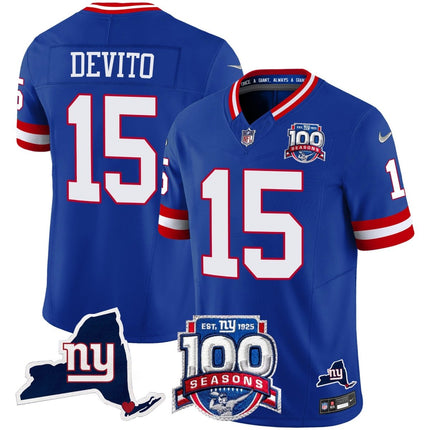 Women's New York Giants 100th Season & State Patch Vapor Limited Jersey - All Stitched NYG_KDZ - KINDOZY