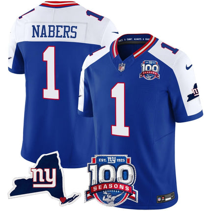 Women's New York Giants 100th Season & State Patch Vapor Limited Jersey - All Stitched NYG_KDZ - KINDOZY