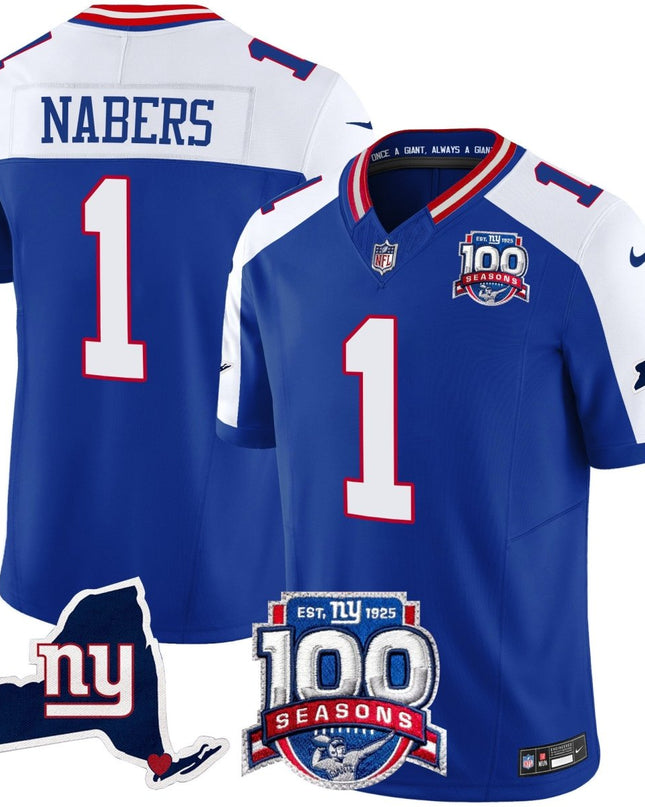 Women's New York Giants 100th Season & State Patch Vapor Limited Jersey - All Stitched NYG_KDZ - KINDOZY