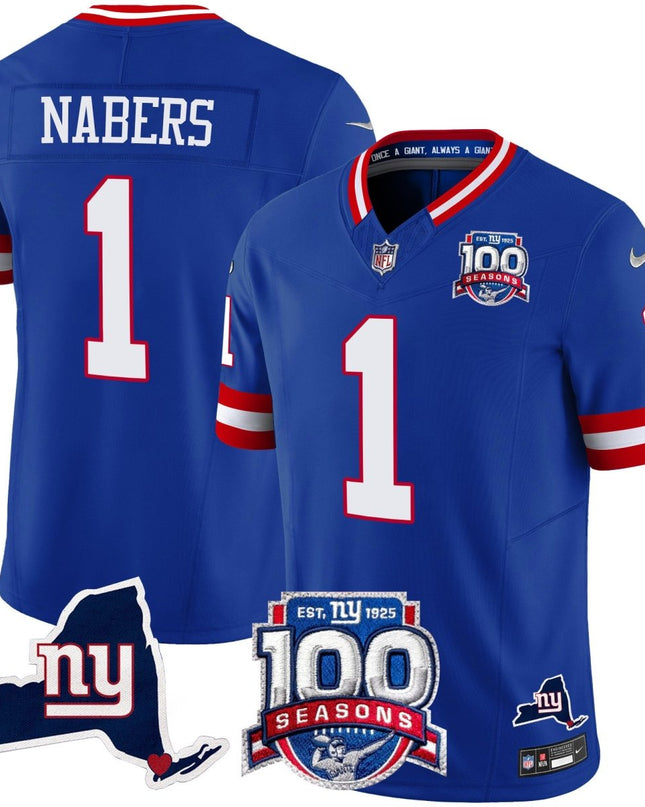 Women's New York Giants 100th Season & State Patch Vapor Limited Jersey - All Stitched NYG_KDZ - KINDOZY