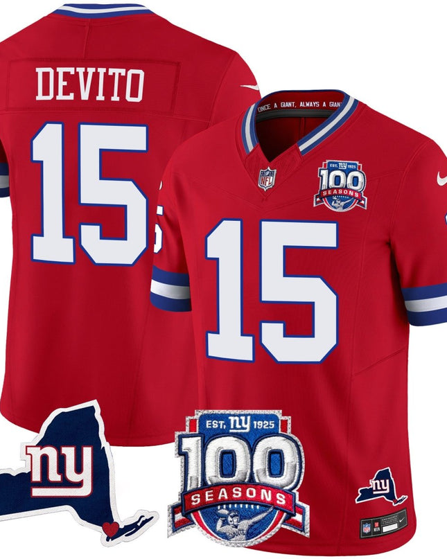 Women's New York Giants 100th Season & State Patch Vapor Limited Jersey - All Stitched NYG_KDZ - KINDOZY
