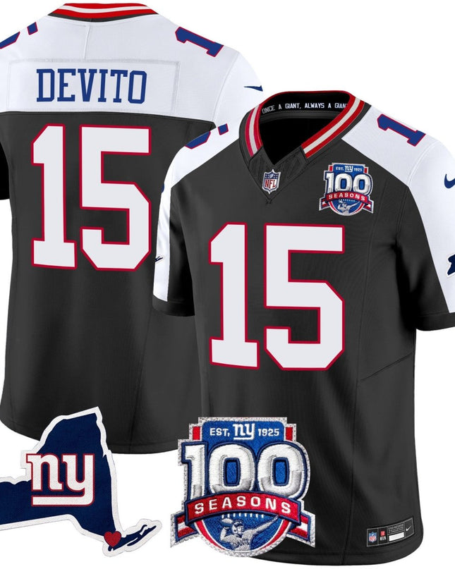 Women's New York Giants 100th Season & State Patch Vapor Limited Jersey - All Stitched NYG_KDZ - KINDOZY